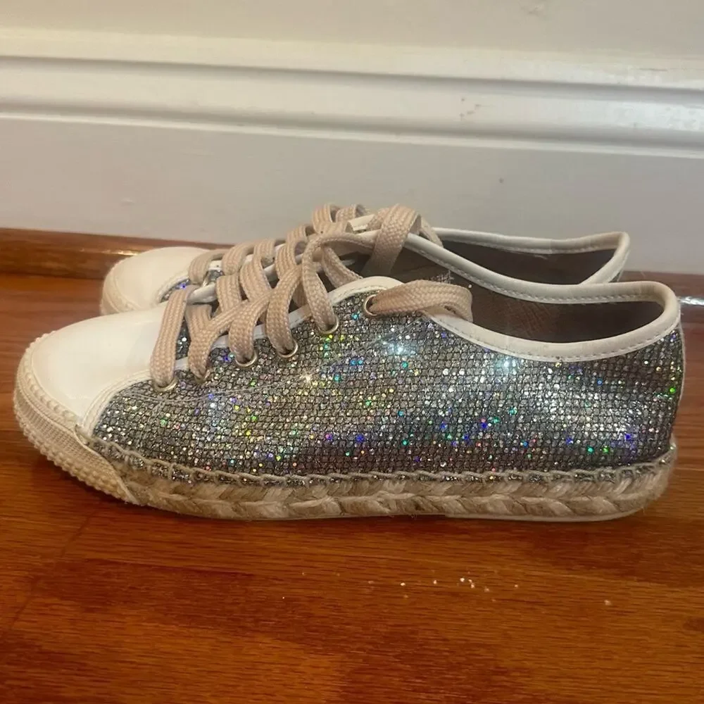 Maypol Espadrilles Sneaker sz 37 Silver Sparkly Espadrille Flats